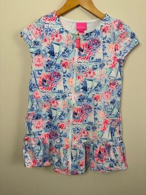 Lilly Pulitzer UPF50+ Girls Ivy Swim Coverup. Sea to Shining Sea. Size L 8/10.